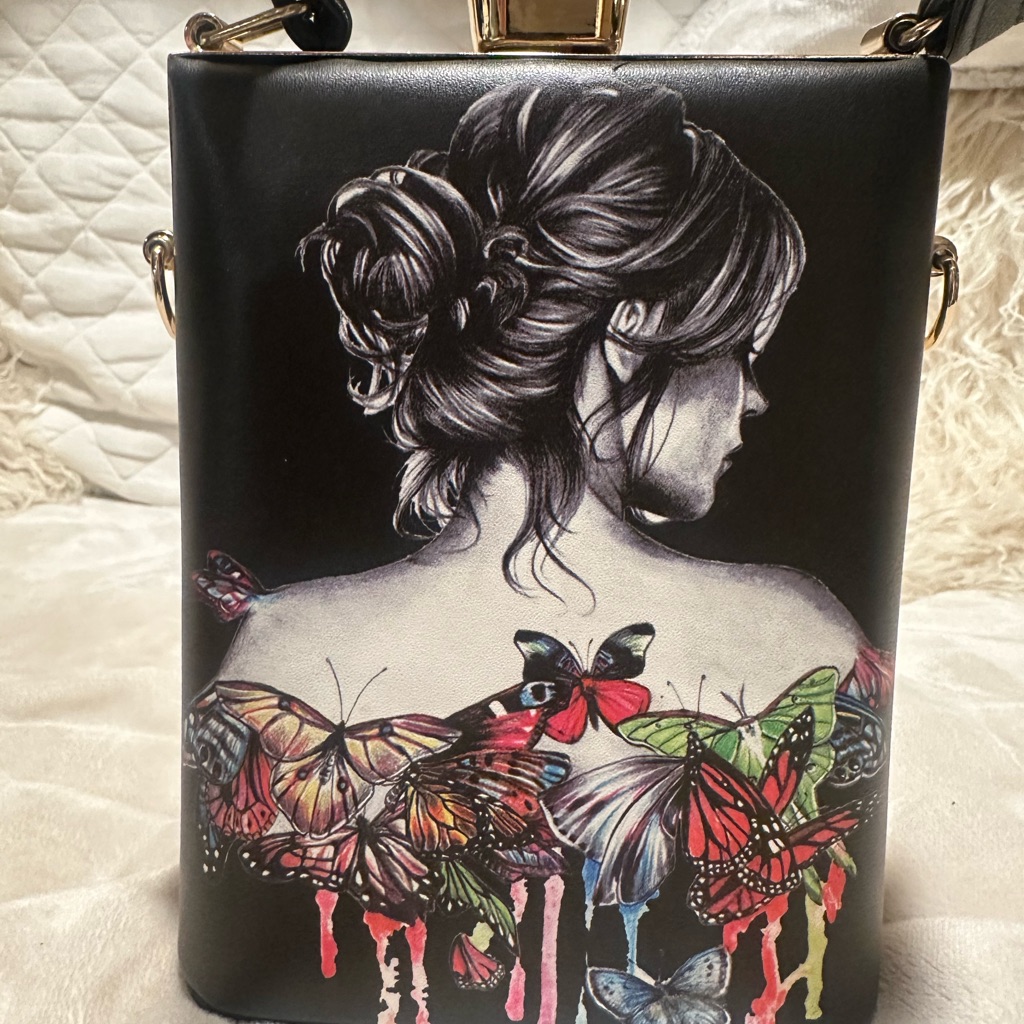 Elegant Black Butterfly Print Women's Bag